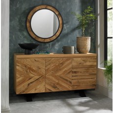 Ellipse Rustic Oak Round Wall Mirror by Bentley Designs