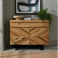 Ellipse Rustic Oak Narrow Sideboard by Bentley Designs