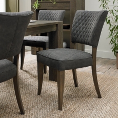 Pair of Logan Fumed Oak Upholstered Chairs (Dark Grey Fabric)