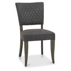 Pair of Logan Fumed Oak Upholstered Chairs (Dark Grey Fabric)