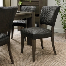 Pair of Ellipse Fumed Oak 'Logan' Upholstered Chairs (Old West Vintage Fabric) by Bentley Designs