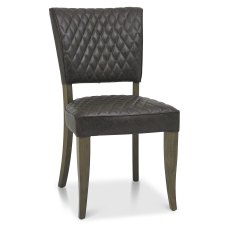 Pair of Logan Fumed Oak Upholstered Chairs (Old West Vintage Fabric) by Bentley Designs