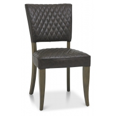 Pair of Ellipse Fumed Oak 'Logan' Upholstered Chairs (Old West Vintage Fabric) by Bentley Designs