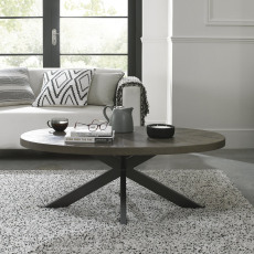 Ellipse Fumed Oak Oval Coffee Table by Bentley Designs