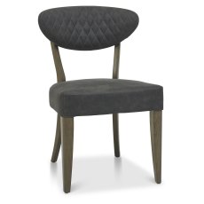 Pair of Ellipse Fumed Oak Upholstered Chairs (Dark Grey Fabric) by Bentley Designs