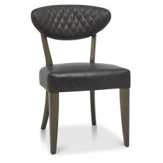 Pair of Ellipse Fumed Oak Upholstered Chairs (Old West Vintage Fabric) by Bentley Designs