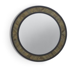 Ellipse Fumed Oak Round Wall Mirror by Bentley Designs
