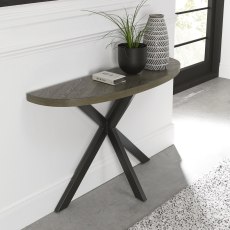 Ellipse Fumed Oak Console Table by Bentley Designs