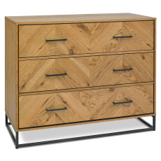 Riva Rustic Oak 3 Drawer Chest by Bentley Designs