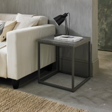 Renzo Zinc & Dark Grey Side Table by Bentley Designs