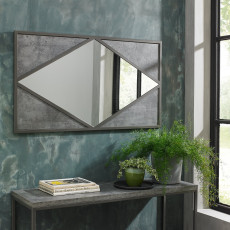 Renzo Zinc & Dark Grey Landscape Wall Mirror by Bentley Designs