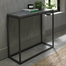 Renzo Zinc & Dark Grey Narrow Console Table by Bentley Designs