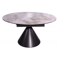 Alonsoe 85cm-136cm Ceramic Swivel Extending Dining Table (Gloss Light Grey)
