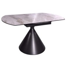 Alonsoe 85cm-136cm Ceramic Swivel Extending Dining Table (Gloss Light Grey)