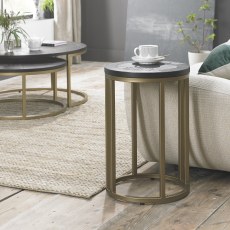 Chevron Peppercorn Ash Side Table by Bentley Designs