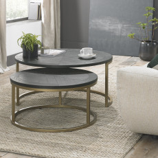 Chevron Peppercorn Ash Nest of Coffee Tables by Bentley Designs
