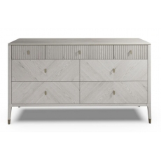 Leotta 7 Drawer Wide Chest (Stone) with Ribbed Top Drawers by Vida Living