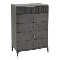 Leotta 5 Drawer Tall Chest (Ebony) by Vida Living