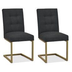 Pair of Athens Upholstered Cantilever Dining Chairs (Black Fabric) by Bentley Designs