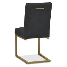 Pair of Athens Upholstered Cantilever Dining Chairs (Black Fabric) by Bentley Designs