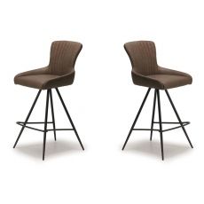 Pair of Maria Counter Stools (Brown Faux Leather) by Kesterport