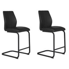 Pair of Vista Counter Stools (Black Faux Leather) Pair of Vista Counter Stools (Black Faux Leather)