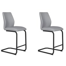 Pair of Vista Counter Stools (Grey Faux Leather) Pair of Vista Counter Stools (Grey Faux Leather)