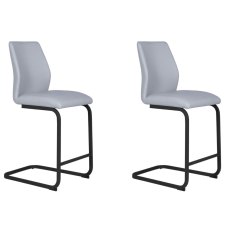Pair of Vista Counter Stools (Silver Faux Leather)