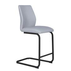 Pair of Vista Counter Stools (Silver Faux Leather)