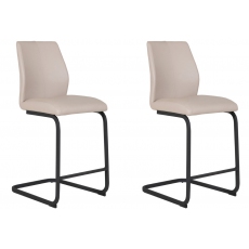 Pair of Vista Counter Stools (Taupe Faux Leather)