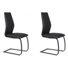 Pair of Vista Dining Chairs (Black Faux Leather)