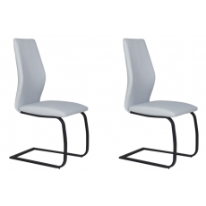 Pair of Vista Dining Chairs (Silver Faux Leather)