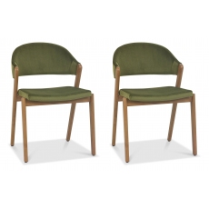 Pair of Regent Rustic Oak Dining Chairs (Cedar Velvet) by Bentley Designs