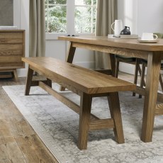 Regent Rustic Oak Large Bench by Bentley Designs