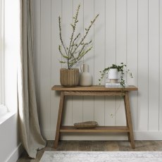 Regent Rustic Oak Console Table with Shelf by Bentley Designs