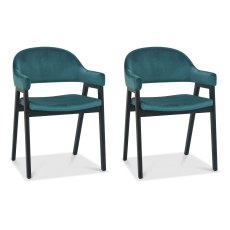 Pair of Regent Peppercorn Dining Armchairs (Azure Velvet) by Bentley Designs