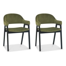 Pair of Regent Peppercorn Dining Armchairs (Cedar Velvet) by Bentley Designs
