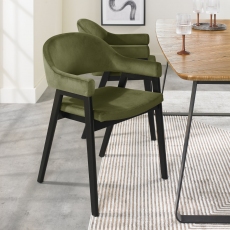 Pair of Regent Peppercorn Dining Armchairs (Cedar Velvet) by Bentley Designs