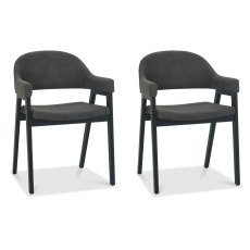 Pair of Regent Peppercorn Dining Armchairs (Grey Fabric) by Bentley Designs