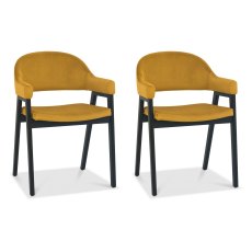 Pair of Regent Peppercorn Dining Armchairs (Mustard Velvet) by Bentley Designs