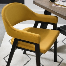 Pair of Regent Peppercorn Dining Armchairs (Mustard Velvet) by Bentley Designs