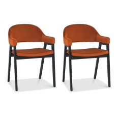 Pair of Regent Peppercorn Dining Armchairs (Rust Velvet) by Bentley Designs
