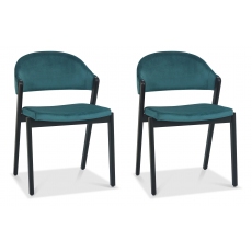 Pair of Regent Peppercorn Dining Chairs (Azure Velvet) by Bentley Designs