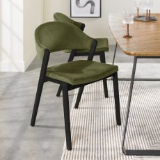 Pair of Regent Peppercorn Dining Chairs (Cedar Velvet) by Bentley Designs