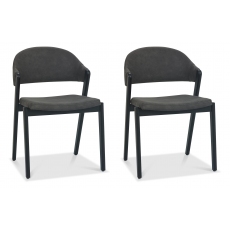 Pair of Regent Peppercorn Dining Chairs (Dark Grey Fabric) by Bentley Designs