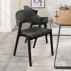 Pair of Regent Peppercorn Dining Chairs (Dark Grey Fabric) by Bentley Designs