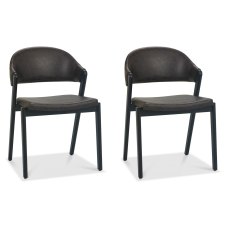 Pair of Regent Peppercorn Dining Chairs (Old West Vintage Faux Leather) by Bentley Designs