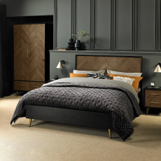 Sienna Fumed Oak & Peppercorn 180cm Super King Panel Bedstead by Bentley Designs