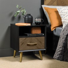 Sienna Fumed Oak & Peppercorn 1 Drawer Nightstand by Bentley Designs Sienna Fumed Oak & Peppercorn 1 Drawer Nightstand by Bentley Designs