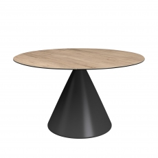 Fernando 85cm-135cm Ceramic Swivel Extending Dining Table (Oak Effect Ceramic)